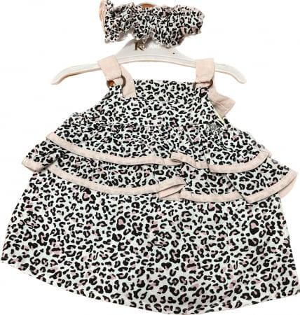 Set Fetite din 3 Piese (Pantalon, Bluza, Bentita) - model Animal Print-2