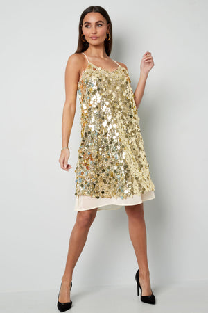 Rochie Glamour Spaghetti Strips - Roz, Gold-1