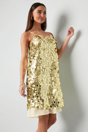 Rochie Glamour Spaghetti Strips - Roz, Gold-5