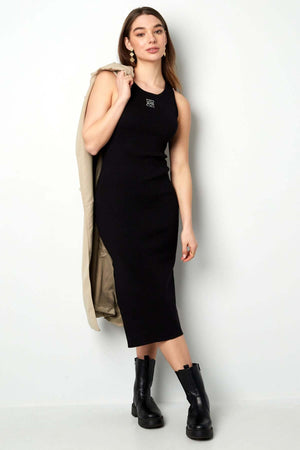 Rochie Tricot pe corp - Alb, Negru-2