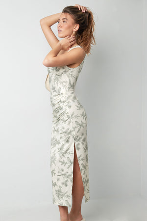 Rochie Maxi cu motiv Floral - Verde-2