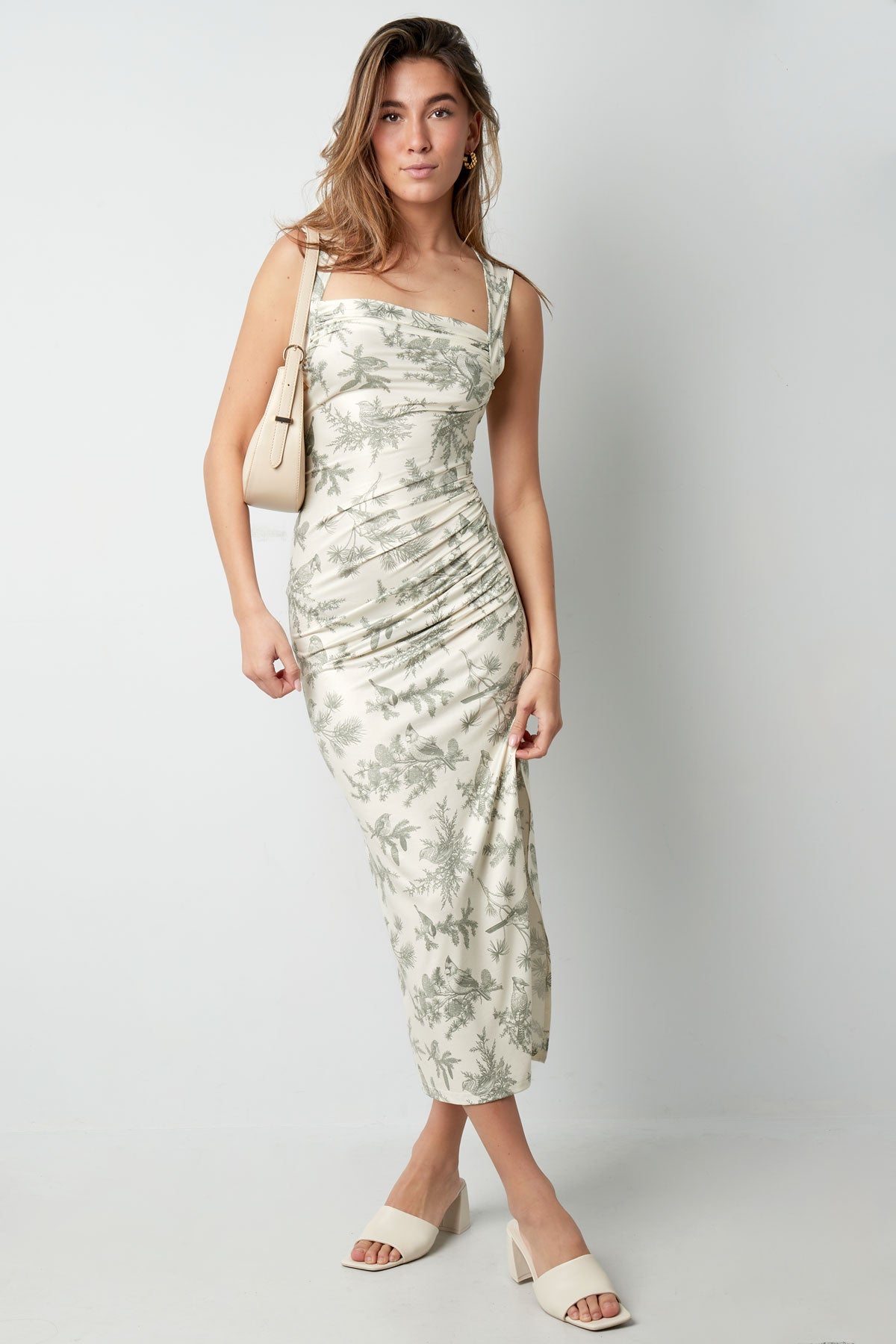 Rochie Maxi cu motiv Floral - Verde-1