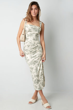 Rochie Maxi cu motiv Floral - Verde-1