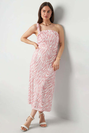 Rochie Model Zebra cu un umar - Verde, Roz, Azur, Negru-4