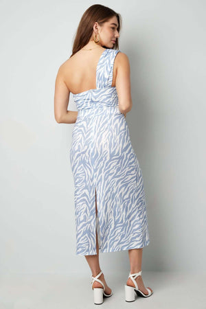 Rochie Model Zebra cu un umar - Verde, Roz, Azur, Negru-7