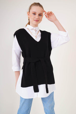Pulover Dama Negru fara Maneci - SC Fashion Boutique RO SRL