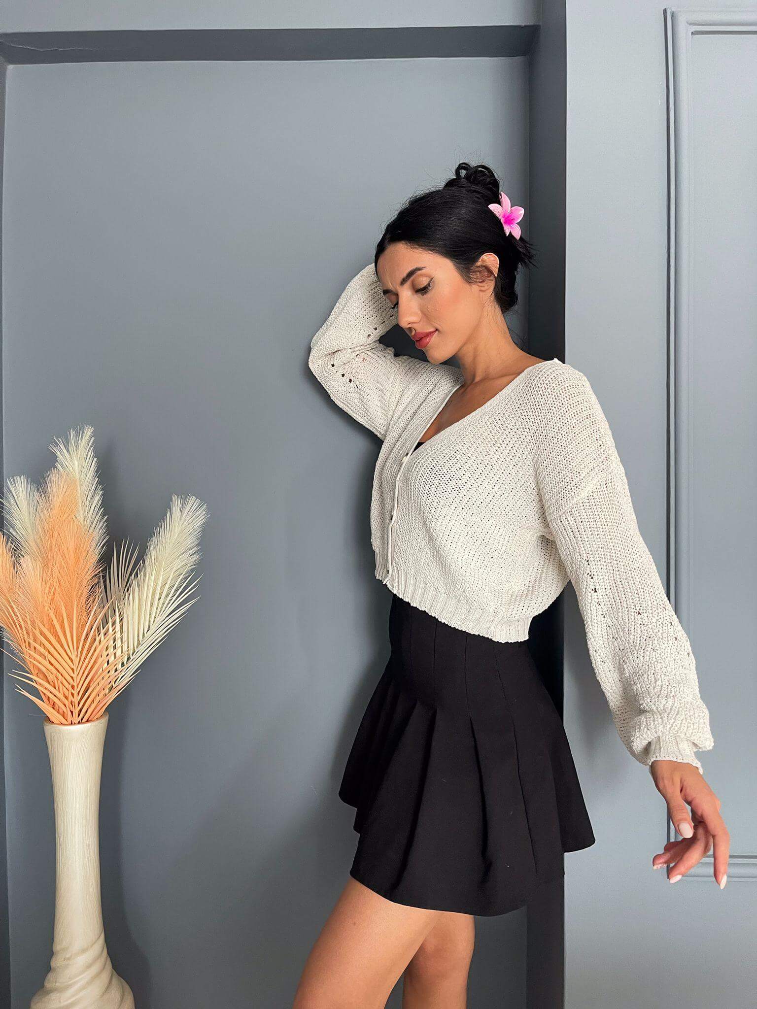 Cardigan din lana cu Nasturi-2