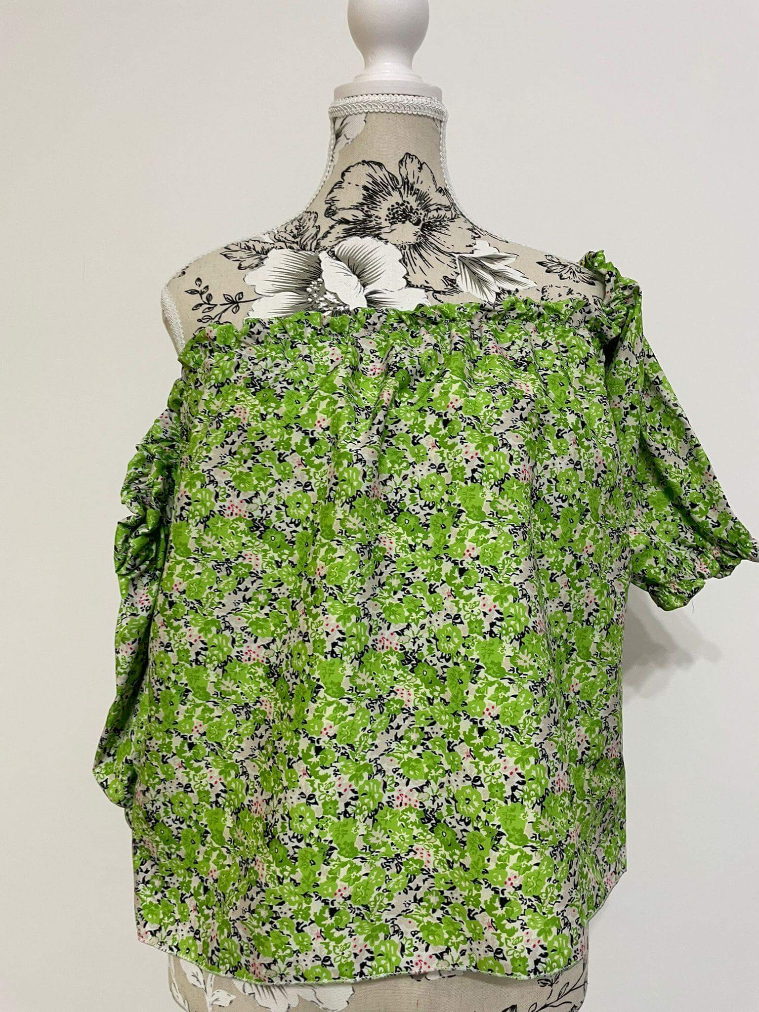 Bluza pe Umeri - model Floral - Verde - SC Fashion Boutique RO SRL