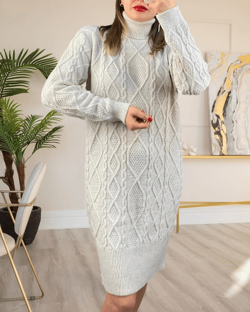 Rochie Crem Midi Tricot