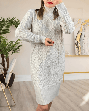 Rochie Crem Midi Tricot-5
