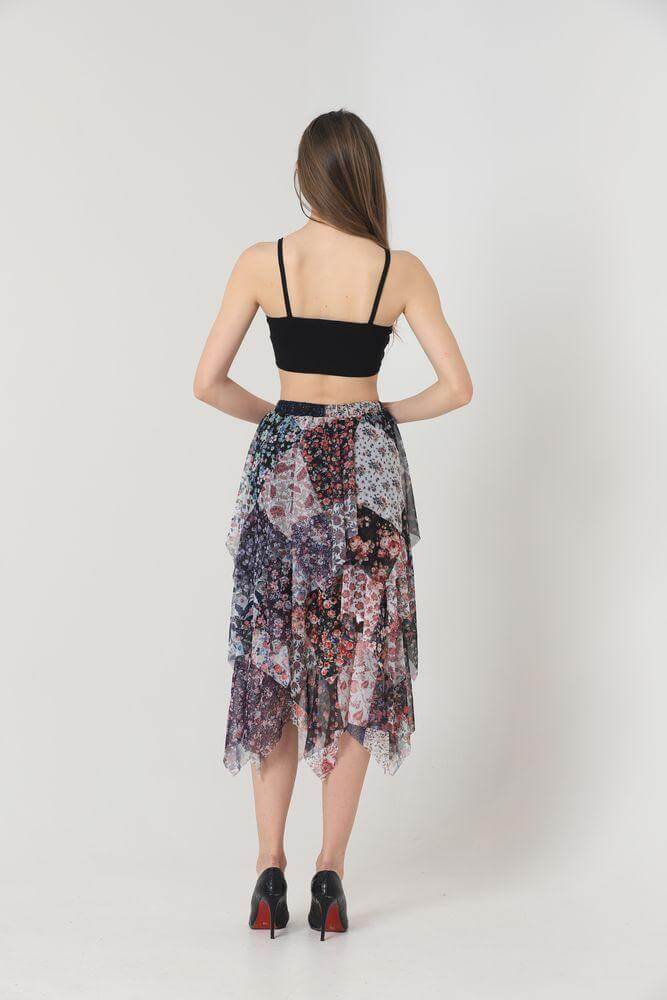 Fusta Dama Midi ,Multicolor in Carouri-4