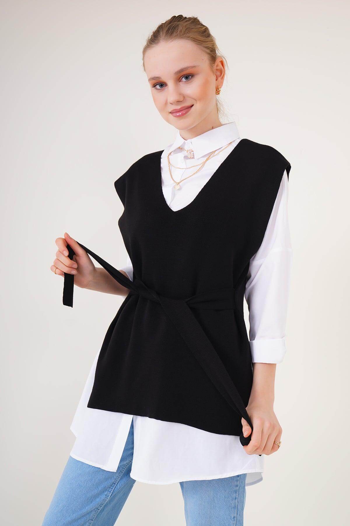 Pulover Dama Negru fara Maneci - SC Fashion Boutique RO SRL