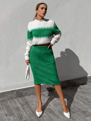 Set Dama cu Fusta si Bluza Tricotat-14