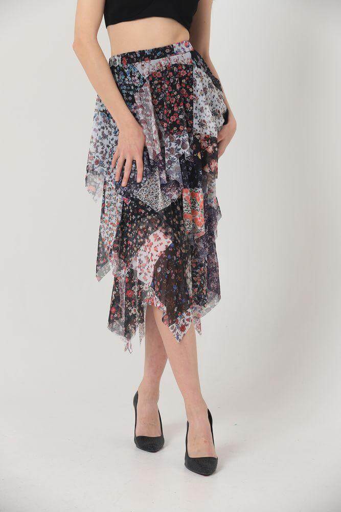 Fusta Dama Midi ,Multicolor in Carouri-1
