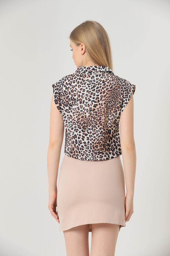 Bluza Dama tip Camasa Scurta Model Animal Print - SC Fashion Boutique RO SRL