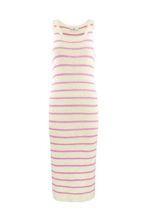 Rochie din Bumbac in Dungi - Roz, Verde-4