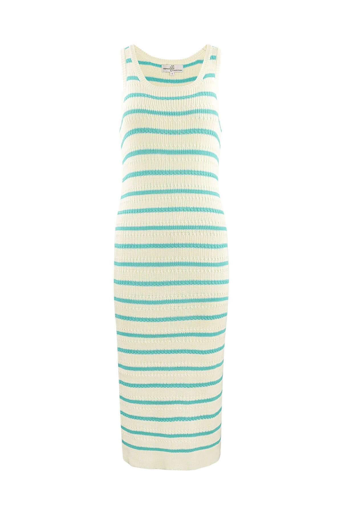 Rochie din Bumbac in Dungi - Roz, Verde-3