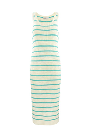 Rochie din Bumbac in Dungi - Roz, Verde-3
