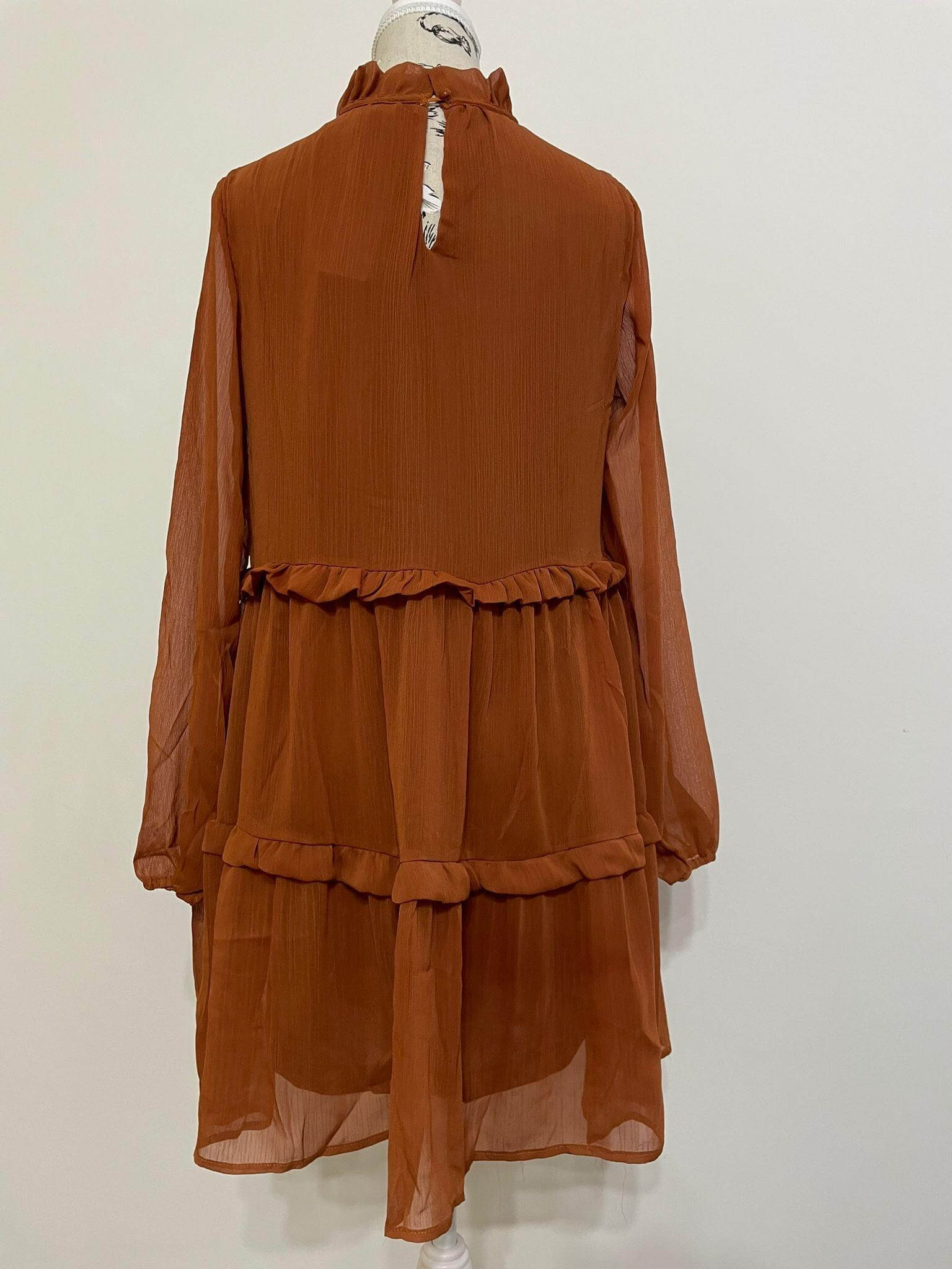 Rochita Mini cu maneci bufante - Maro, Verde, Negru-3