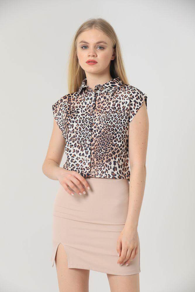 Bluza Dama tip Camasa Scurta Model Animal Print - SC Fashion Boutique RO SRL