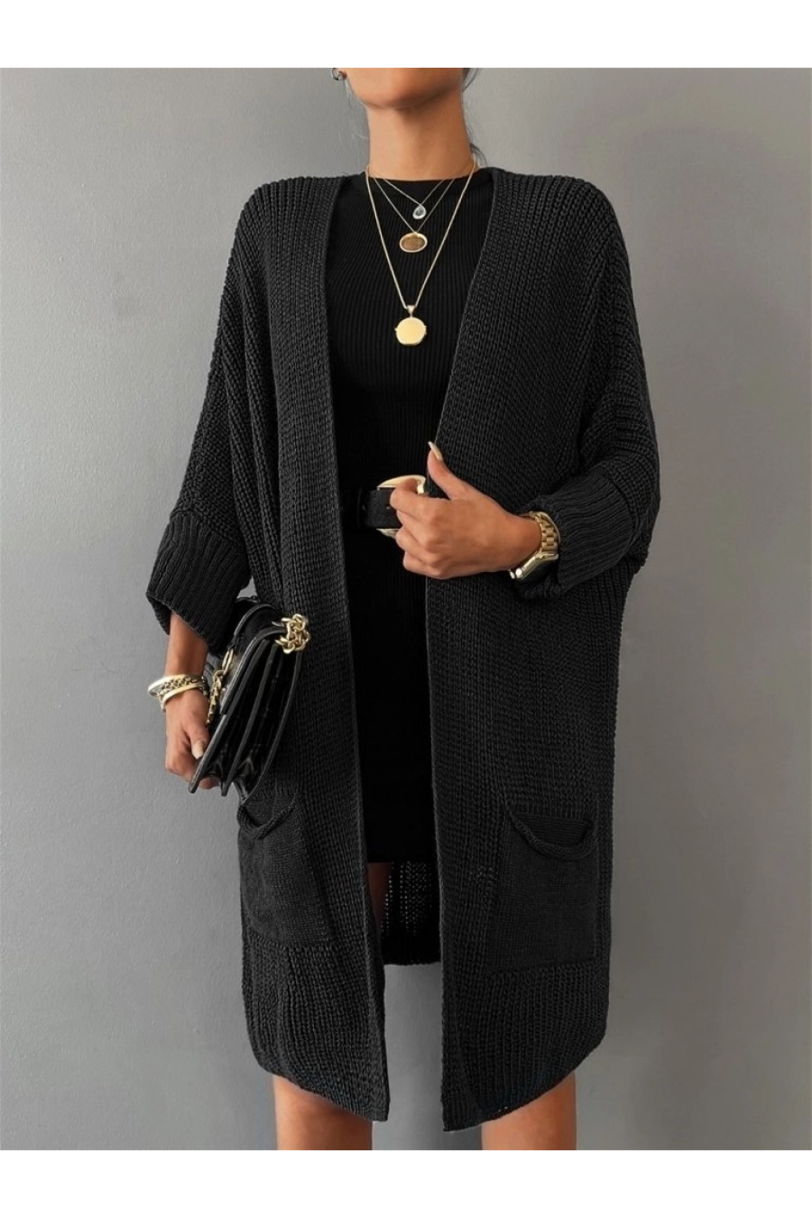 Cardigan Dama din Tricot cu buzunare frontale-8