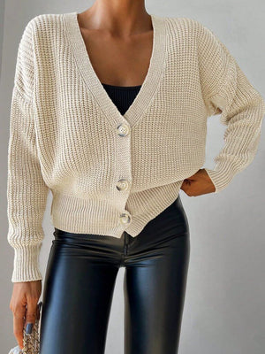 Cardigan cu Nasturi - Crem-1