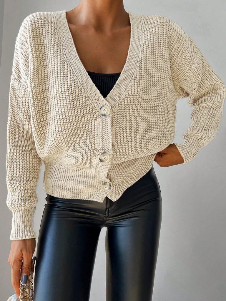 Cardigan cu Nasturi - Crem-1