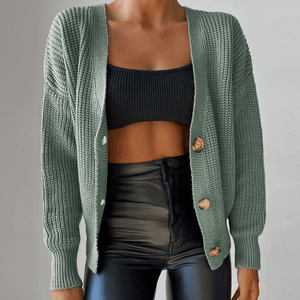 Cardigan cu Nasturi - Verde-Deschis
