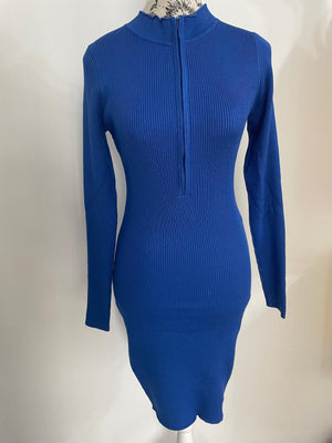 Rochie Midi  "Gabrielle" din Tricot cu Fermoar - Mov, Bej, Albastru-3