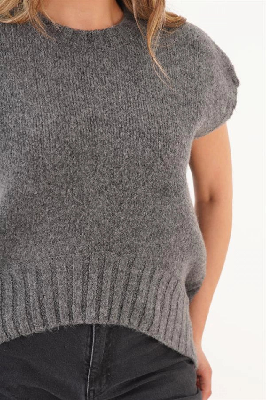 Pulover gri oversized dama tricot moale stil Grey Haven