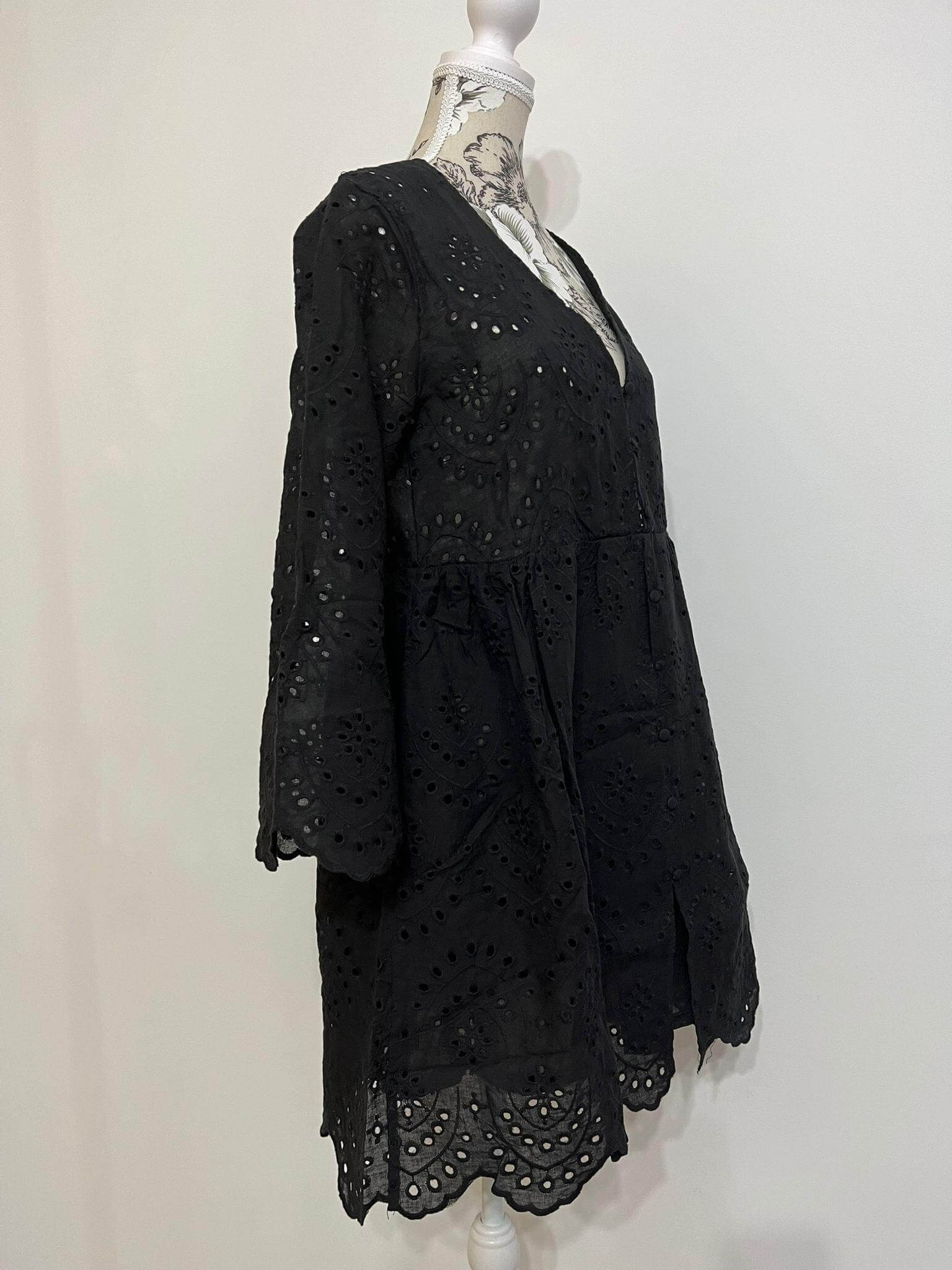 Rochie Scurta Neagra din Bumbac, model Retro-1