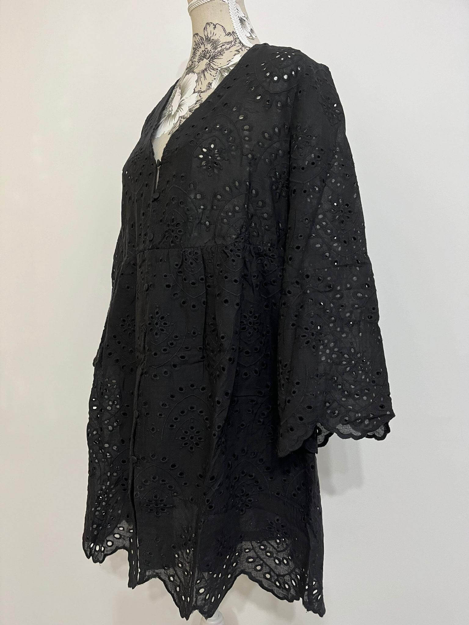 Rochie Scurta Neagra din Bumbac, model Retro-2