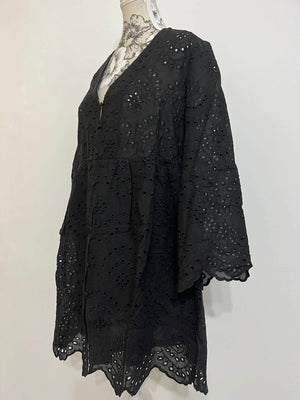 Rochie Scurta Neagra din Bumbac, model Retro-2