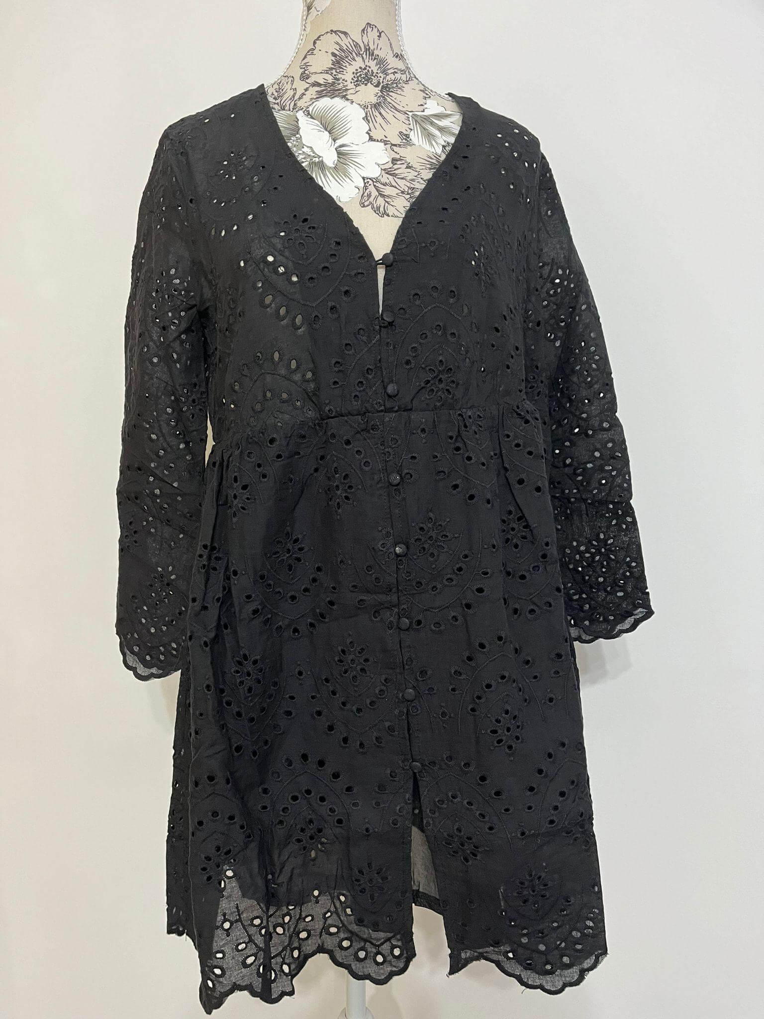 Rochie Scurta Neagra din Bumbac, model Retro-4