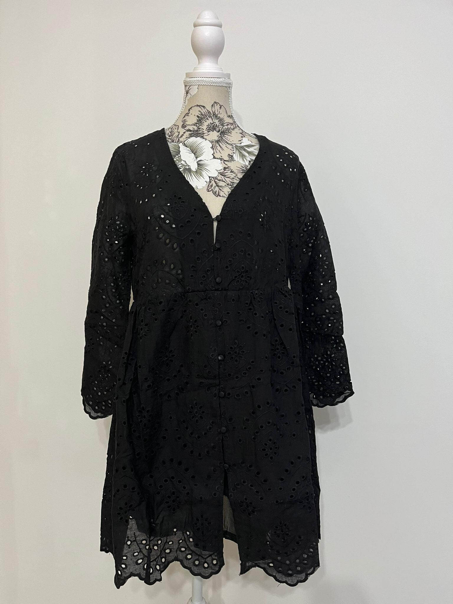 Rochie Scurta Neagra din Bumbac, model Retro-5