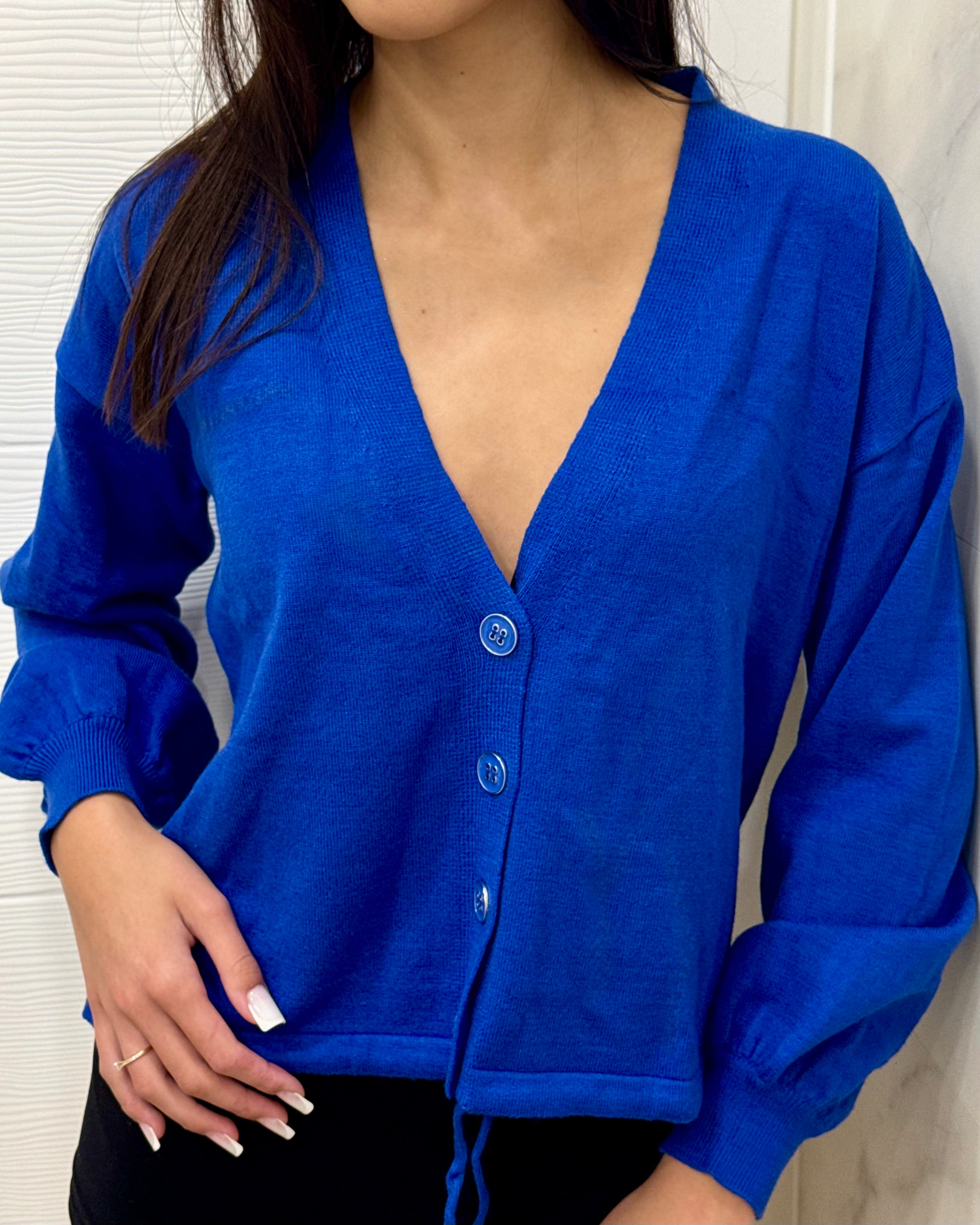 Cardigan cu Nasturi - Albastru, Mov-4