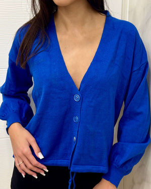 Cardigan cu Nasturi - Albastru, Mov-4