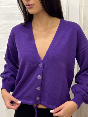 Cardigan cu Nasturi - Albastru, Mov-3