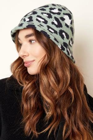 Palarie Dama - Animal Print - Verde Menta-1