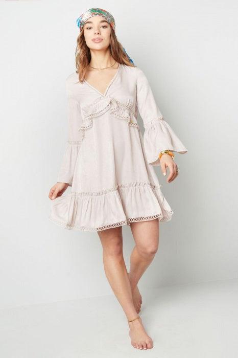Rochie Scurta Dama cu volane - Roz-3
